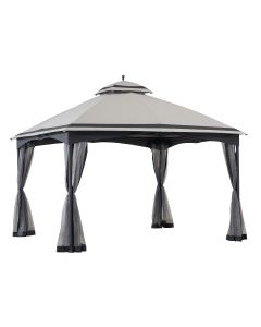 10x12 Domed Soft Top Gazebo(Double guide,Light Grey)