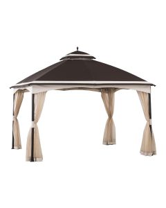 10x12 Domed Soft Top Gazebo(Double guide,Dark Brown)