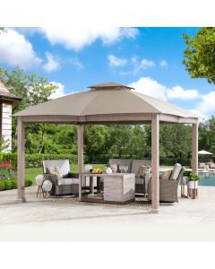 Sunjoy 11x13 Aluminum Posts Soft Top Gazebo with 5-year Fade-resistant Sunbrella? Shade Fabric Canopy Roof and Metal Ceiling Hook