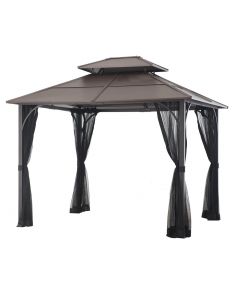 12x14 Farrington Hard Top Gazebo(Brown,with Netting)