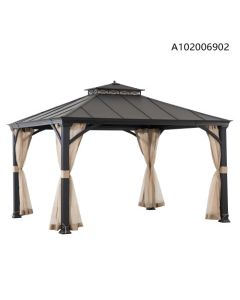 10X12 Hard Top Gazebo(Sand Black W/ Brown Flecks,W/ Netting)