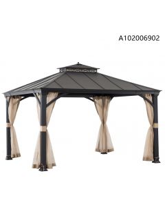 11x13 Hard Top Gazebo(sand black W/ brown flecks,W/ Netting)