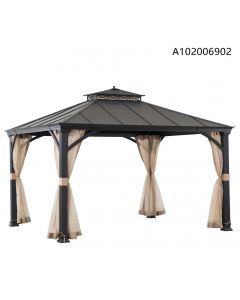 11x13 Hard Top Gazebo(sand black W/ brown flecks,W/ Netting)