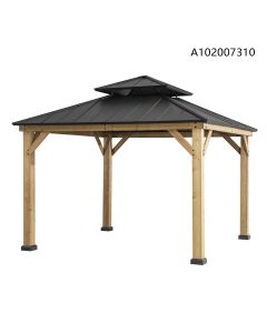 11x11 Archwood V.6C two-tiered Hard Top Gazebo(Black)
