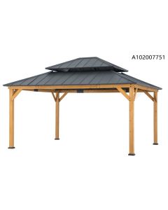 13x15 Archwood V.6C two-tiered Hard Top Gazebo with Curtain&Netting