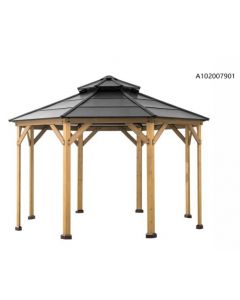 13X13 Archwood V.6E Octagonal Gazebo(Black Roof W/ Wood Post)