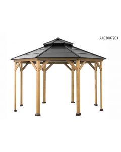 13x13 Archwood V.6E Octagonal Gazebo(Black Roof W/ Wood Post)
