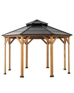 12x12 Archwood V.6E Octagonal Gazebo(Black Roof with Wood Post)