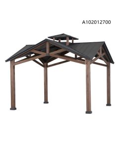 SummerCove Bella 12.5 ft. x 12.5 ft. Cedar Framed Gazebo with Black Steel 2-tier Hardtop Roof