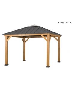 11X11 Archwood Gazebo V.6D(Wood Post Without Power Shelf ,1 Piece Pc Skylight)