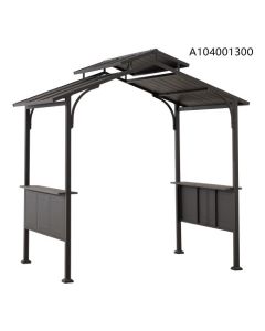 Sunjoy 5 ft. x 8 ft. Brown Steel 2-Tier Grill Gazebo Hardtop with Hook and Shelves