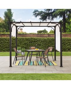 Sunjoy Outdoor Patio 10x10 Modern Metal Frame Pergola Kit with White Adjustable Canopy