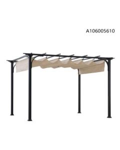 9.5X11.5 Retractable Shade Pergola (Top Beam Whole,Beige)