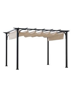 10x8 RetracTable Shade Pergola (Top beam Whole,Beige)