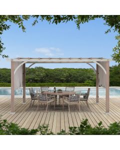 Sunjoy Outdoor Patio 12x14 Modern Metal Pergola Kit with Light Grey Adjustable Canopy
