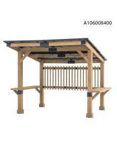 SummerCove 10 ft. x 11 ft. Cedar Wood Framed Hot Tub Gazebo with Steel Hardtop Roof