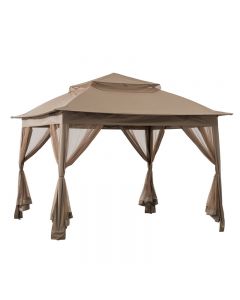11x11 Portia PorTable Gazebo( Khaki,with Netting & Brown Carry Bag)