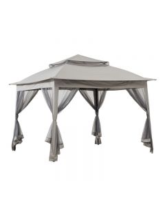 11x11 Portia PorTable Gazebo( Light Grey,with Netting & Brown Carry Bag)