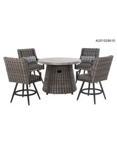 Sun Valley 5PC Countre LP Firepit Dining Set (Heat Transfer Top)
