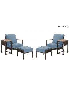 Ashbrook Side Table*2 & Ashbrook Sofa Chair *2 & Ashbrook Ottoman*2 (Blue Cushion)