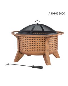 AmberCove Rediance Living 30" Woven Round Wood Burning Firepit