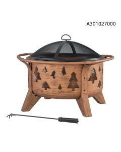 30IN Holiday Motifs Trees V1 Round Wood Firepit