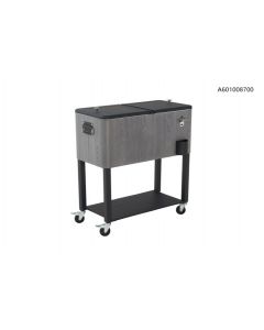 80Qt Gray Woodgrain Cooler With Black Frame