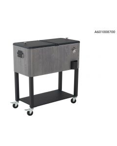 80qt Gray Woodgrain Cooler with Black Frame