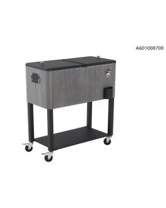 80qt Gray Woodgrain Cooler with Black Frame