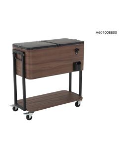 80qt Brown Woodgrain Cooler with Black Frame