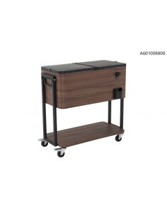 80qt Brown Woodgrain Cooler with Black Frame