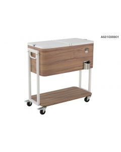 80qt Light Brown Woodgrain Cooler with White Frame