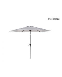 9Ft Market Umbrella W/ Tilt(Charcoal/White Stripe)