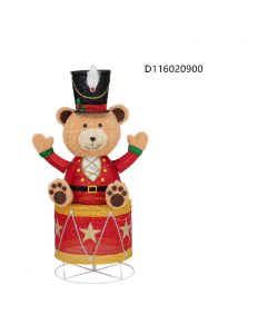 57IN H 150L Copper Lights Collapsible Bear On Drum