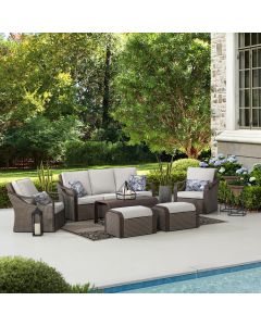 SummerCove 6-pc. Brown Wicker Outdoor Deep Seating Set with 2 Ottomans