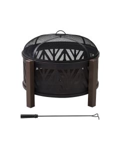 Sunjoy 31 in. Black Steel Wood-Burning Fire Pit