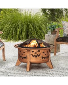 Sunjoy 30 in. Jack-o-lantern Round Wood Burning Firepit