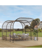 Sunjoy Outdoor Patio 12x14 Modern Dark Brown Steel Arc-Shaped Pergola