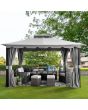 Sunjoy 11' x 13' Gray 2-Tier Steel Soft Top Gazebo with Ceiling Hook