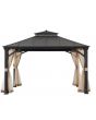 10x12 Hard Top Gazebo(sand black W/ brown flecks,W/ Netting)