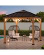 Sunjoy Cedar Gazebo, Cedar Frame 9' x 9' Gazebo, Backyard Brown Hardtop Gazebo with Ceiling Hook