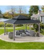 Sunjoy Outdoor Patio 13x15 2-Tier Wooden Frame Backyard Hardtop Gazebo with Ceiling Hook