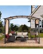Sunjoy Outdoor Patio 9.5x11 Modern Tan Metal Arched Pergola Kit with Adjustable Canopy