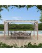 Sunjoy Outdoor Patio 12x14 Modern Metal Pergola Kit with Light Grey Adjustable Canopy