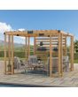 Sunjoy Outdoor Patio 10x10 Modern Wooden Privacy Screen Pergola Kit with Adjustable Hanging Planters