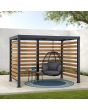 Sunjoy Outdoor Patio 6x10 Modern Black Metal Pergola Kit with Cedar Wood Privacy Screen and Hooks