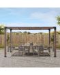 Sunjoy Outdoor Patio 10x12 Modern Metal Frame Pergola Kit with Nature Wood Grain Finish