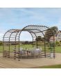 Sunjoy Outdoor Patio 12x14 Modern Dark Brown Steel Arc-Shaped Pergola