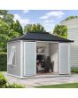 Sunjoy Esquire, Beyond Shed, 10'x12.6' Backyard Office Shed, Outdoor Storge Shed with Floors, 2 Windows, and Lockable Doors