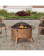 Sunjoy 30 in. Outdoor Fire Pits Copper Steel Patio Fire Pit Wood Burning Backyard Fire Pit with Spark Screen and Fire Poker